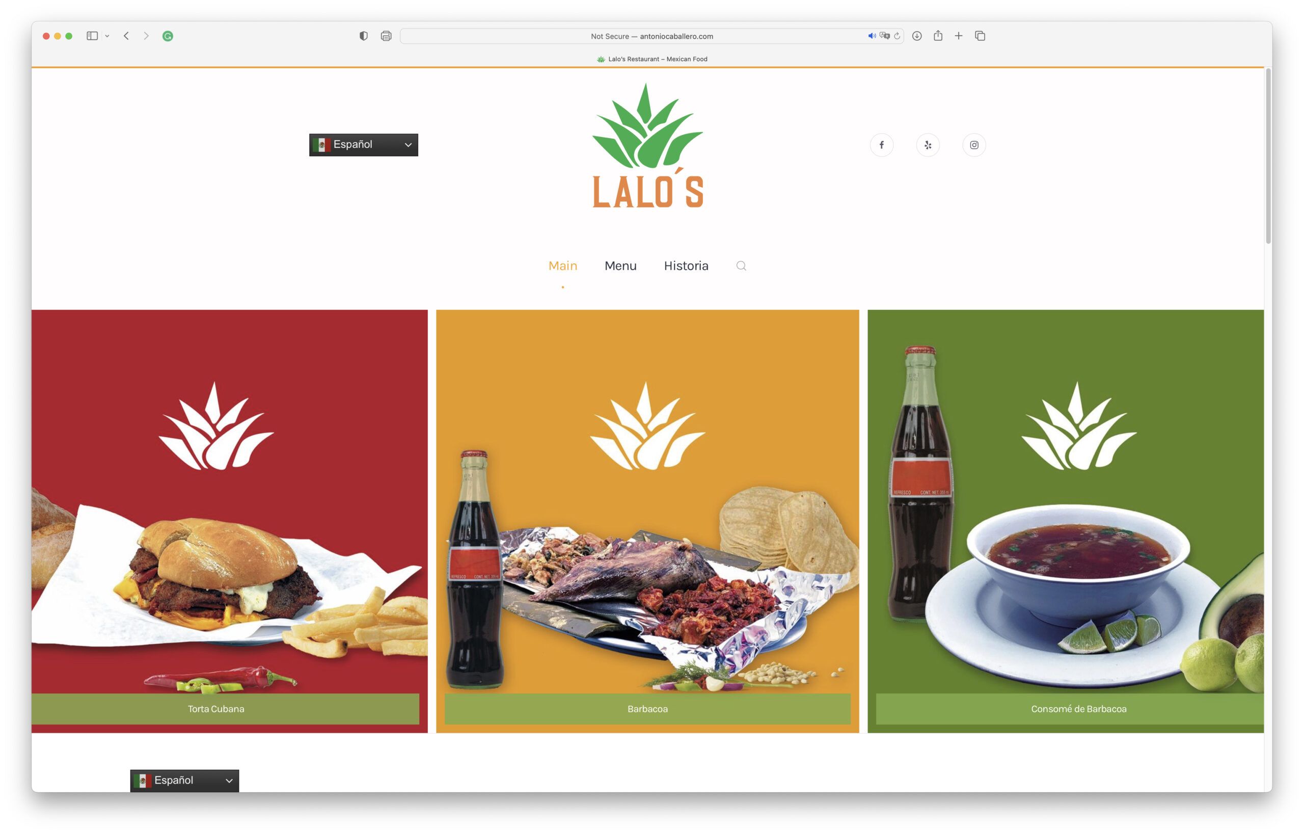 Lalos Restaurant Landingpage